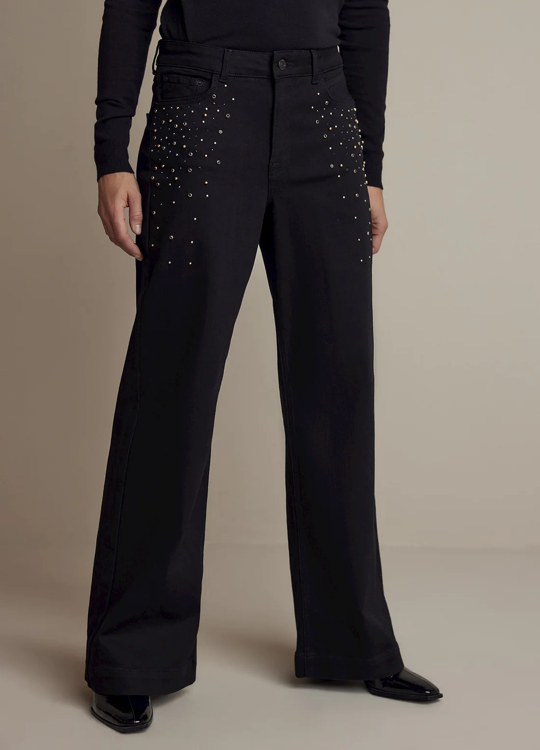 Summum 25years: alya wide leg jeans black black reaction denim black denim