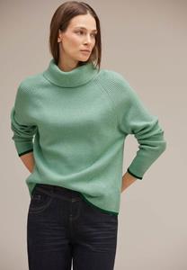 STREET ONE Rollkragenpullover mit farblich abgesetzten Bündchen