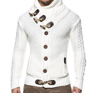YC Direct Mens  Buckle Sweater Cardigan Winter Warm Thick Hedging Turtleneck Knitting Jumper Sweaters