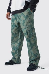 Boohoo Plus Baggy Camo Pixel Cargo Broek Met Tailleband, Khaki