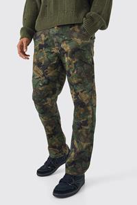 Boohoo Camo Bandana Cargo Broek Met Rechte Pijpen En Rechte Pijpen, Dark Green