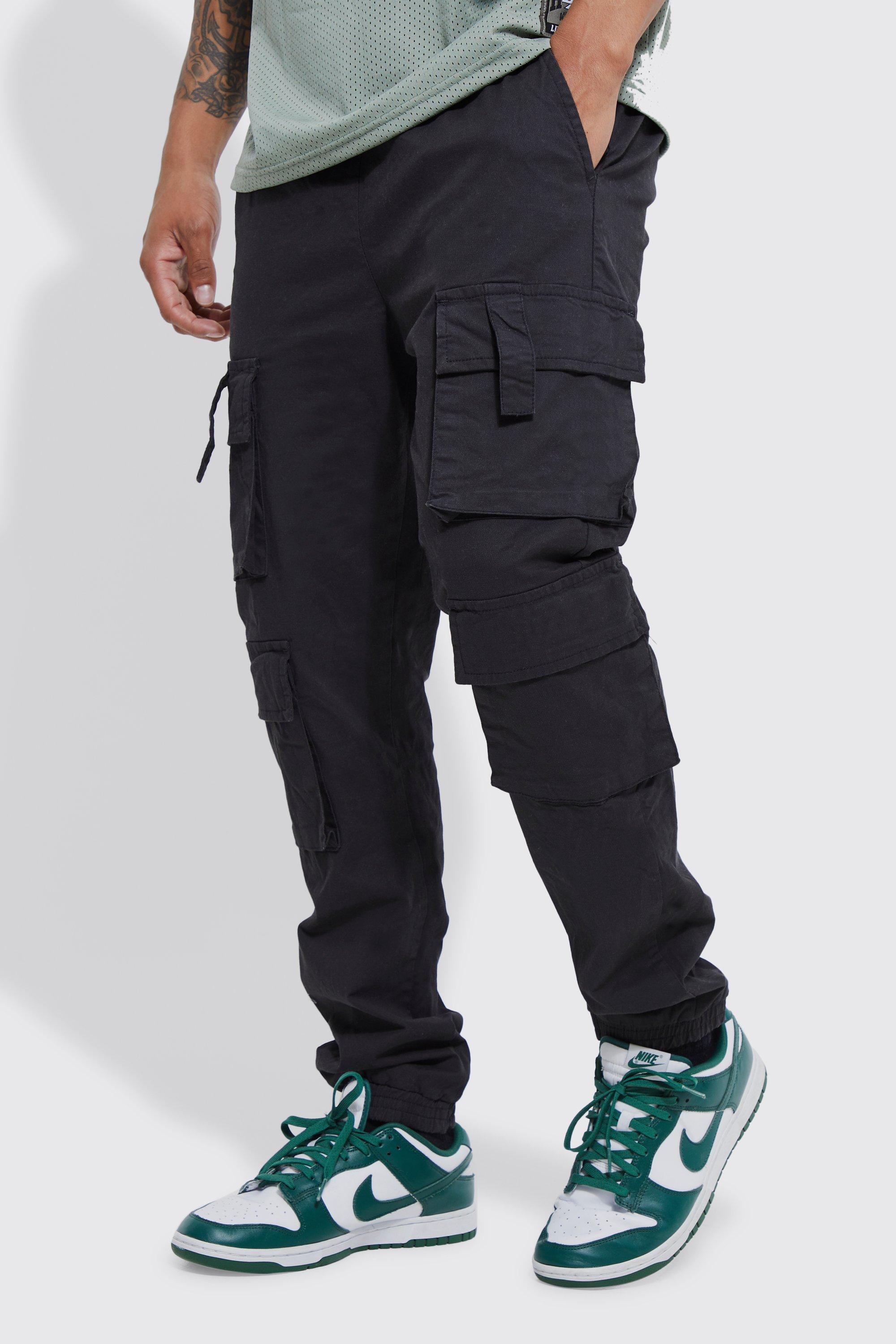Boohoo Slim Fit Joggingbroek Met Elastische Taille En Cargo Zakken, Black