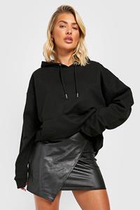 Boohoo Nepleren Jersey Mini Wikkel Rokje, Black