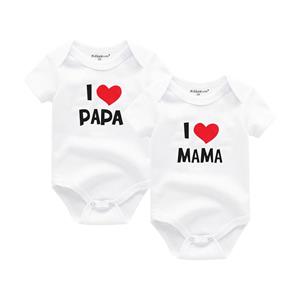 KIDDIEZOOM 2PCS pasgeboren babykleding met korte mouwen meisje jongenskleding I Love Papa Mama Design katoenen rompertjes 3M