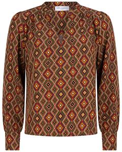Lofty Manner Ok01.1 Blouse Violet Blouse 470 Green Ikat Print