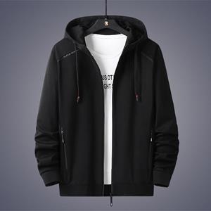 LH59YK Herfst en winter herenkleding jas groot formaat casual mode effen kleur stiksels hooded sweatershirt jas merk 5XL zwart