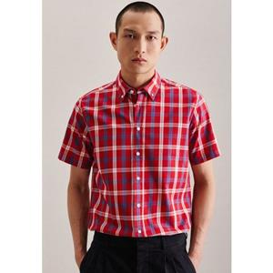 seidensticker Businesshemd "Schwarze Rose", Regular Kurzarm Button-Down-Kragen Karo