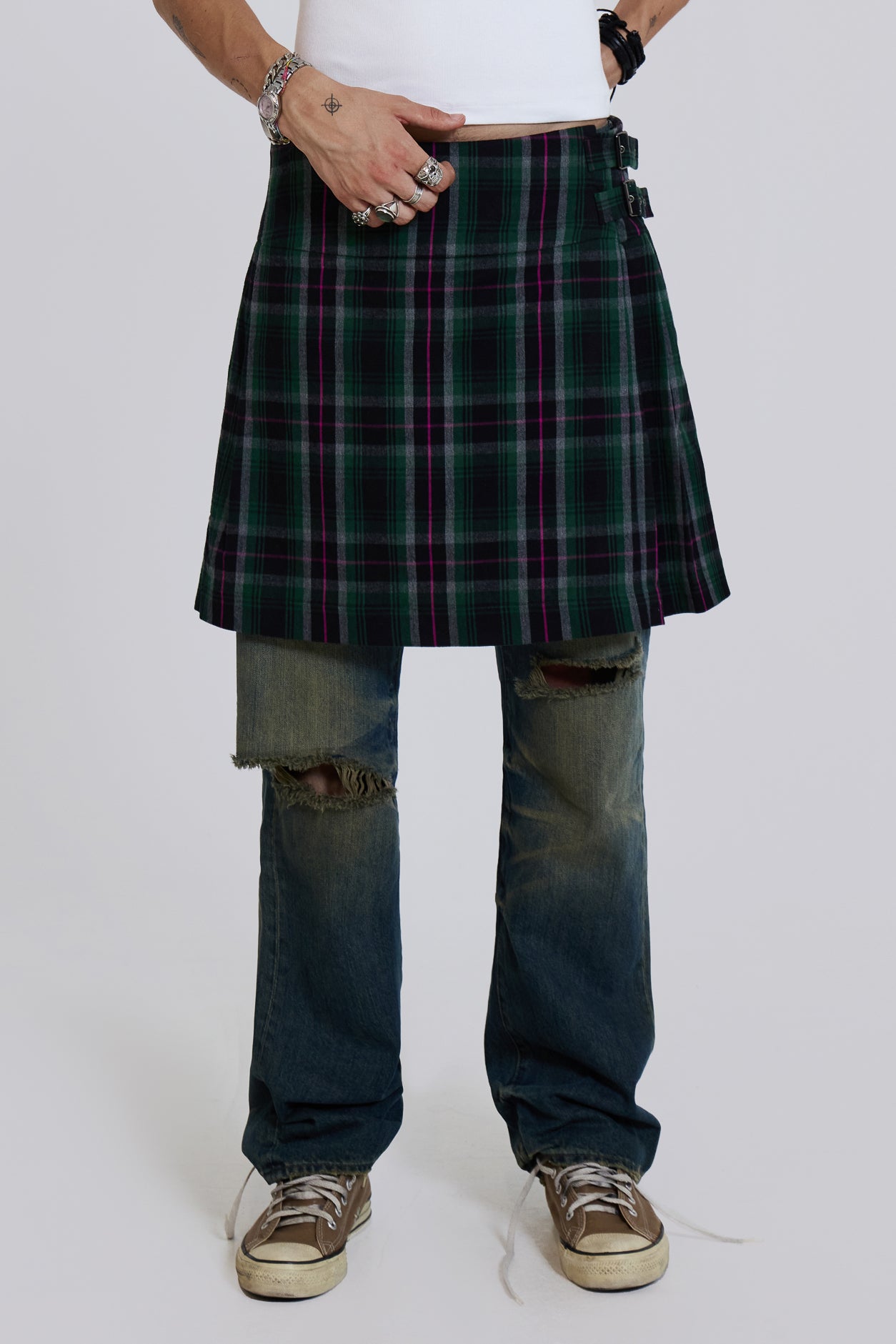 Jaded Man Green Check Mini Fraser Kilt