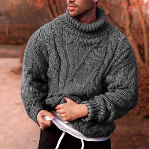 CoolJacket heren herfst- en wintermode ronde hals gebreide top gestreepte casual trui