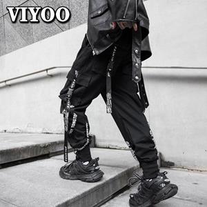 VIYOO Herenmode kleding zwart gotisch lint cargo broek man joggers tiener cargo broek voor mannen joggen Japanse Y2K streetwear hiphop
