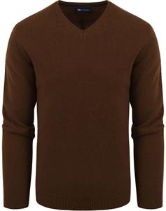 Suitable Pullover Wol V-Hals Bruin