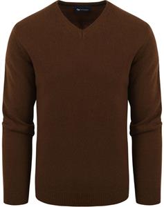 Suitable Pullover Wol V-Hals Bruin