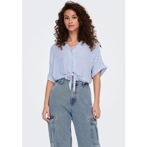 Only Blouse met korte mouwen ONLPAULA LIFE S/S TIE SHIRT WVN NOOS
