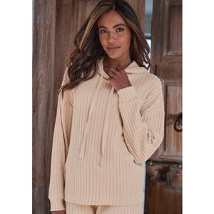LASCANA Hoodie "-Kapuzensweatshirt", meliert mit Bindeband und überschnittene Schultern