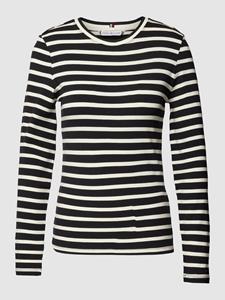 Tommy Hilfiger Langarmshirt "SLIM 5X2 RIB STRIPE C-NK LS", mit Logoprägung
