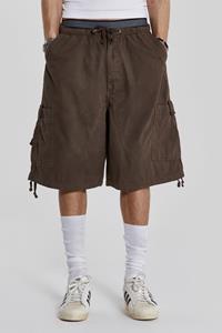 Jaded Man Brown Parachute Cargo Baggy Shorts