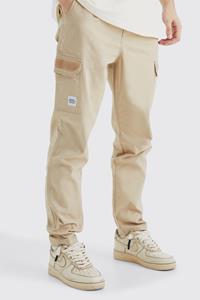 Boohoo Tall Comfortabele Elastische Cargo Broek Met Vilten, Stone
