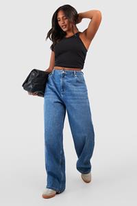 Boohoo Plus Jeans Met Rechte Pijpen, Mid Blue