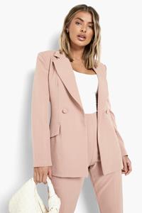 Boohoo Getailleerde Blazer Met Laag Decolleté, Nude