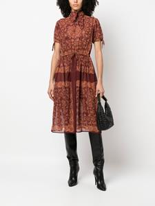 jeanpaulgaultierpre-owned Jean Paul Gaultier Pre-Owned 1980's midi-jurk met abstracte print - Bruin