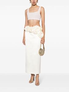 Magda Butrym floral-appliqué silk midi skirt - Wit