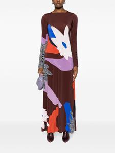 Botanical-Collage print jersey maxi dress - Zwart