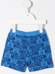 moschinokids Moschino Kids Shorts met monogramprint - Blauw