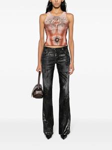 coated bootcut jeans - Zwart