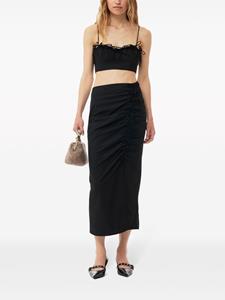 GANNI Drapey cropped mouwloze top - Zwart