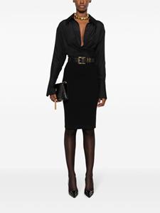 saintlaurent Saint Laurent Fijngebreide kokerrok - Zwart