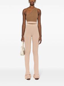 ribbed-knit high-waist trousers - Beige