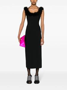 The Attico feather-trim midi dress - Zwart