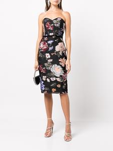 marchesanotte Marchesa Notte Jurk met bloemenprint - Zwart