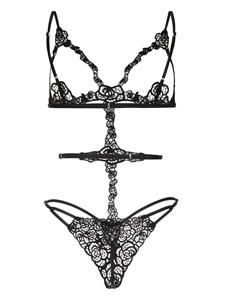 fleurdumal Fleur Du Mal Fleur guipure body - Zwart