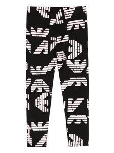 Emporio Armani Kids Legging met monogramprint - Zwart