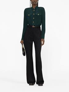 Balmain striped wool-blend flared trousers - Zwart