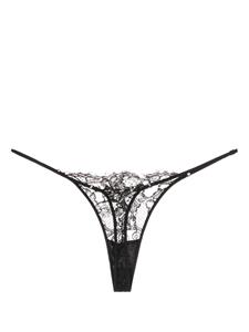 kikidemontparnasse Kiki de Montparnasse sheer lace-detail cotton thong - Zwart