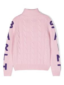 mc2saintbarthkids MC2 Saint Barth Kids Trui met intarsia logo - Roze