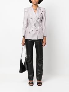 saintlaurentpre-owned Saint Laurent Pre-Owned 2000 blazer met ceintuur en dubbele rij knopen - Paars