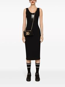 Dolce & Gabbana DGVIB3 Midi-jurk met diepe ronde hals - Zwart