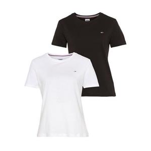 TOMMY JEANS Shirt met ronde hals TJW 2PACK SOFT JERSEY TEE met  merklabel-borduursel (2-delig, Set van 2)