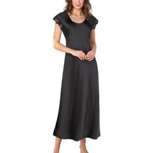 ladyavenue Lady Avenue Pure Silk Shortsleeve Long Nightdress 