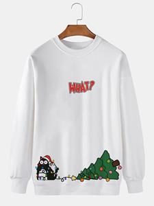 ChArmkpR Mens Christmas Element Letter Print Crew Neck Casual Pullover Sweatshirts