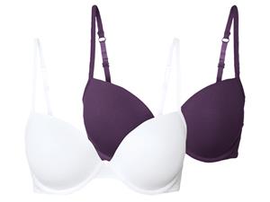 esmara 2 beugel BH's (75B, Paars/wit)