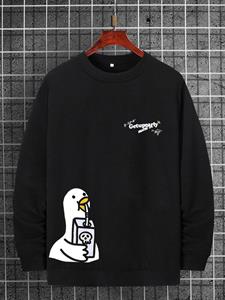 ChArmkpR Mens Cute Duck Letter Print Crew Neck Pullover Sweatshirts Winter