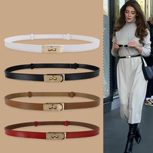 Handsome Style Genuine Leather Female Waist Belt Adjustable Designer Belts for Women High Quality Luxury Cowhide Dress Waistband Gold Buckle