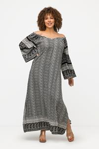 Ulla Popken Jerseykleid Kleid Kreise A-Linie Rollkragen ärmellos Leinenmix
