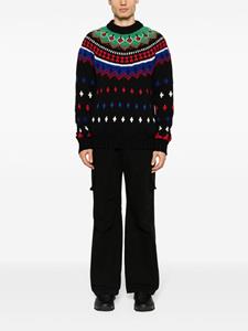 Moncler Grenoble patterned-jacquard ribbed-knit jumper - Zwart
