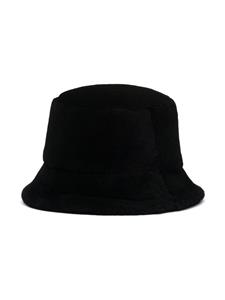 Prada logo-plaque shearling bucket hat - Zwart