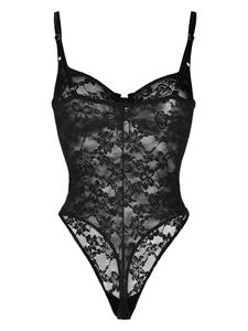 Fleur Du Mal Body met bloemenkant - Zwart